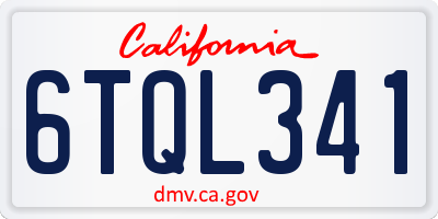 CA license plate 6TQL341