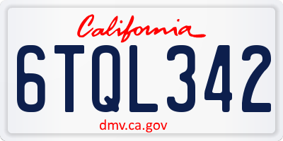 CA license plate 6TQL342