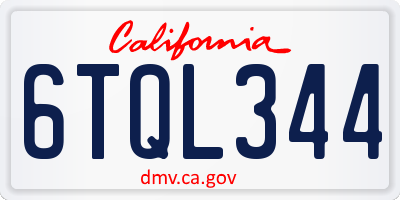 CA license plate 6TQL344