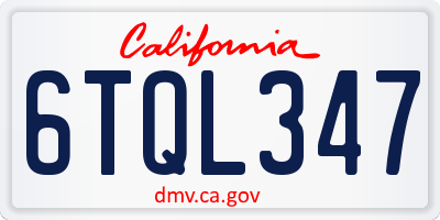 CA license plate 6TQL347