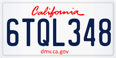 CA license plate 6TQL348