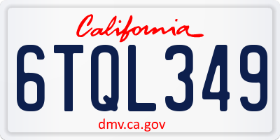 CA license plate 6TQL349