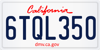 CA license plate 6TQL350