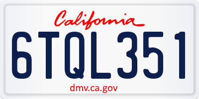 CA license plate 6TQL351