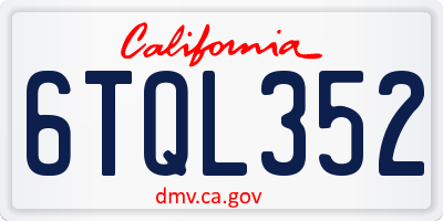 CA license plate 6TQL352