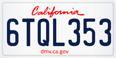 CA license plate 6TQL353