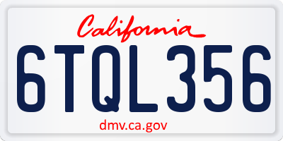 CA license plate 6TQL356