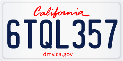 CA license plate 6TQL357