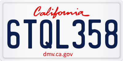 CA license plate 6TQL358