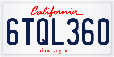 CA license plate 6TQL360