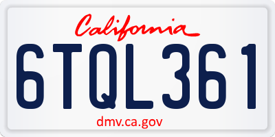 CA license plate 6TQL361