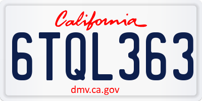 CA license plate 6TQL363