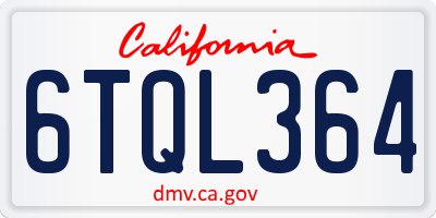 CA license plate 6TQL364