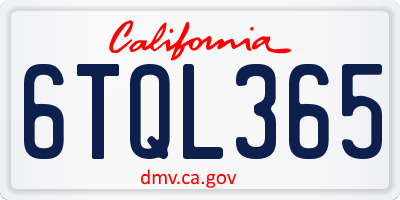 CA license plate 6TQL365