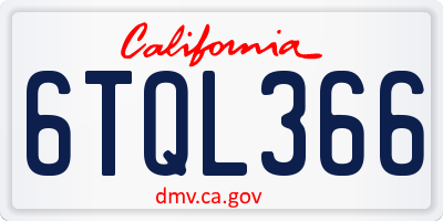 CA license plate 6TQL366