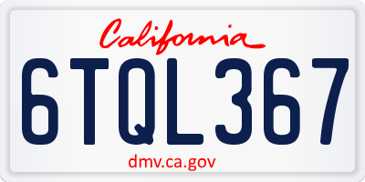 CA license plate 6TQL367