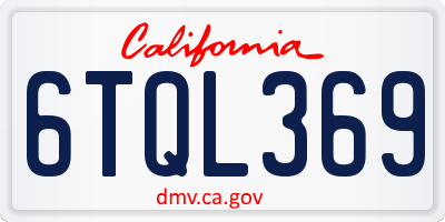 CA license plate 6TQL369