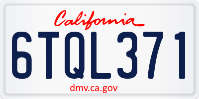 CA license plate 6TQL371