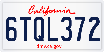 CA license plate 6TQL372