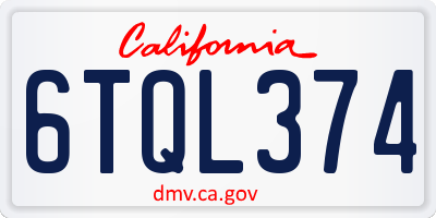 CA license plate 6TQL374