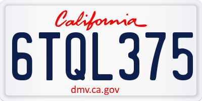 CA license plate 6TQL375