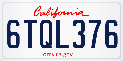 CA license plate 6TQL376