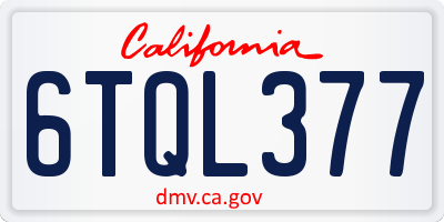 CA license plate 6TQL377