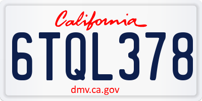 CA license plate 6TQL378