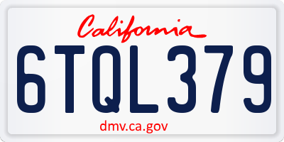 CA license plate 6TQL379