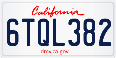 CA license plate 6TQL382