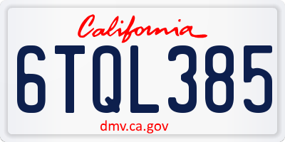 CA license plate 6TQL385