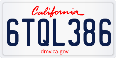 CA license plate 6TQL386