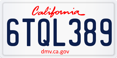 CA license plate 6TQL389