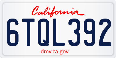 CA license plate 6TQL392