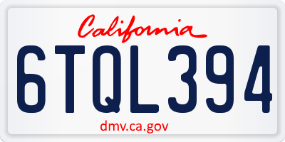 CA license plate 6TQL394