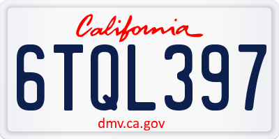 CA license plate 6TQL397