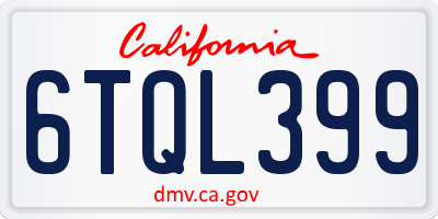 CA license plate 6TQL399