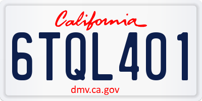 CA license plate 6TQL401