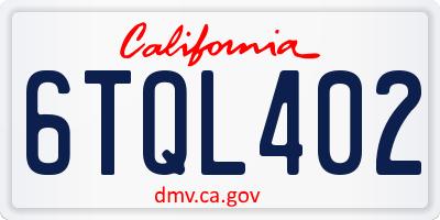 CA license plate 6TQL402