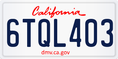 CA license plate 6TQL403