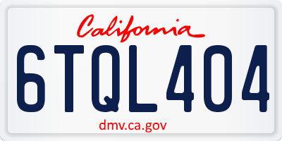 CA license plate 6TQL404