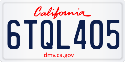 CA license plate 6TQL405