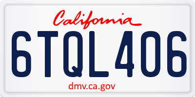 CA license plate 6TQL406