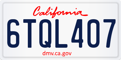 CA license plate 6TQL407