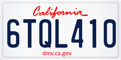 CA license plate 6TQL410