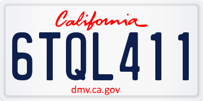 CA license plate 6TQL411