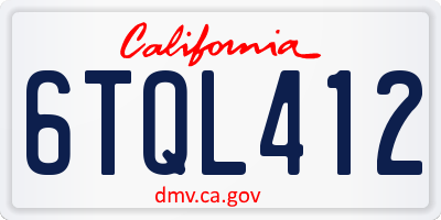 CA license plate 6TQL412