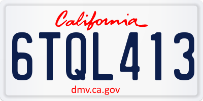 CA license plate 6TQL413