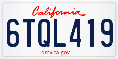 CA license plate 6TQL419