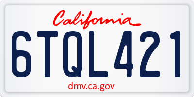 CA license plate 6TQL421